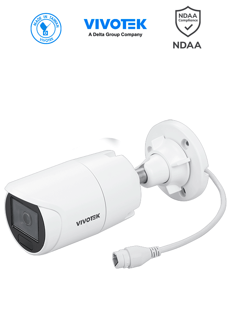 VIVOTEK IB833-HV(1Y) - Camara IP Bullet Vortex Premium Series, 5 Megapixeles, IR 30mts , WDR Pro, Lente Fijo 3.6 mm , Advance AI, Deep Search, Microfono Integrado, Protección IP66, IK10, NDAA, Almacenamiento interno 256GB