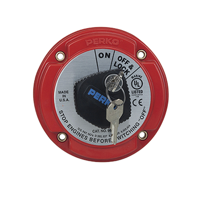 Switch Selector de Batería On / Off de Servicio Mediano, con Bloqueo por Llave para Sistemas Eléctricos Marinos