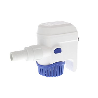 Bomba sumergible de achique automatizada de 500 galones por hora, para conexión de 24 Volts de corriente directa.