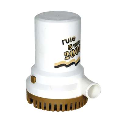 Bomba sumergible de achique serie gold de 2000 galones por hora a 12 Volts de corriente directa.