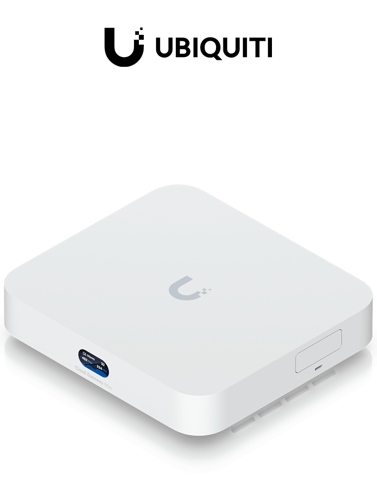 UBIQUITI UCG-MAX - Cloud Gateway UniFi, 4 puertos LAN de 2.5GbE, 1 puerto intercambiable a WAN, 1 puerto WAN de 2.5GbE, Balanceo de carga, 1.5Gbps con IDS/IPS, recomendado para 30 dispositivos y 300 clientes.
