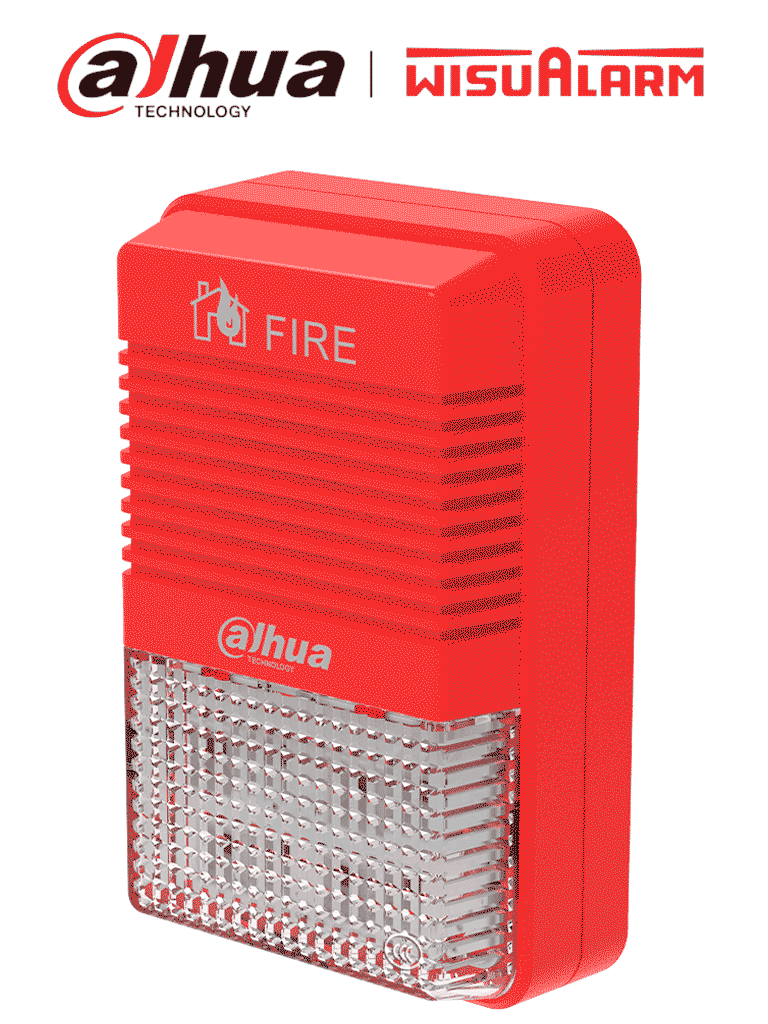 DAHUA WISUALARM HY-1500 - Lampara Estroboscópica con Sirena Direccionable/ 2 Hilos/ Volumen de 75 dB–115 dB/ 24V DC/ Cumple Normas: EN54-3, EN54-23/ Microprocesador integrado/