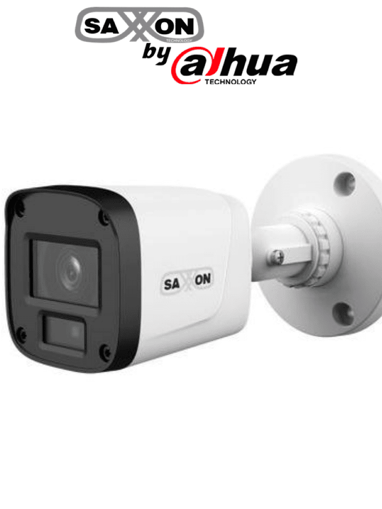 SAXXON SUA-HAC-B20P-0280B- Cámara Tipo Bala de 2 Megapíxeles & 1080P/ Lente de 2.8 mm Apertura de Hasta 100°/ Iluminación IR de Hasta 20m/ Para Exterior IP67/Material Plástico de Alta Duración/Funcionamiento en Modos CVI & AHD & TVI