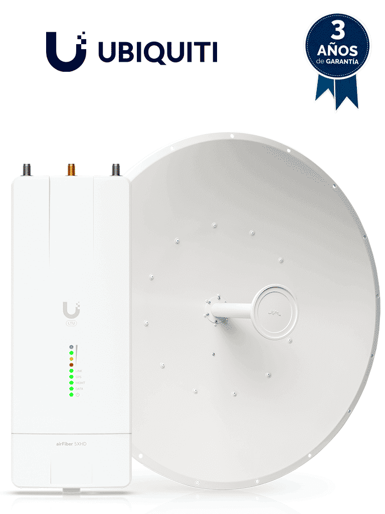 Ubiquiti AF-5XHD-34-S45 -  Kit AirFiber con Radio AF-5XHD y Antena AirFiber de 34 dBi Slam-45 para enlaces PTP de clase carrier BACKHAUL con hasta 500 Mbps Full Duplex y en banda libre de 5.8 GHz.