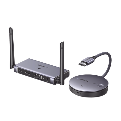 Transmisor y Receptor Inalámbrico HDMI | 50m | Salida HDMI y VGA (Simultanea) | Audio 3.5mm | Efecto 3D | Luz Indicadora LED | Clic and Go | Señal Estable | Amplia Compatibilidad | Conecta con un Clic.