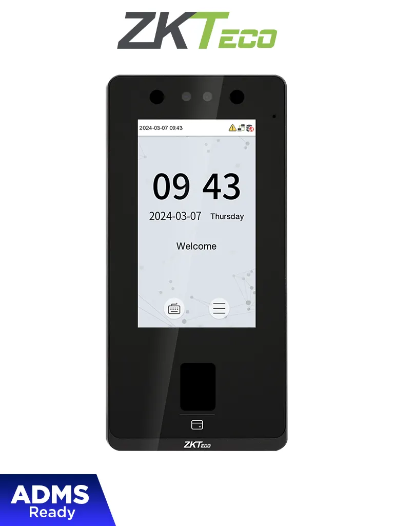 ZKTECO SenseFace 4A - Control de acceso y asistencia para 6,000 rostros / 8,000 huellas / 8,000 tarjetas ID 125kHz / TCP/IP / IP65 / 1 Relevador / Compatible con Software Gratuito ZKBio Zlink