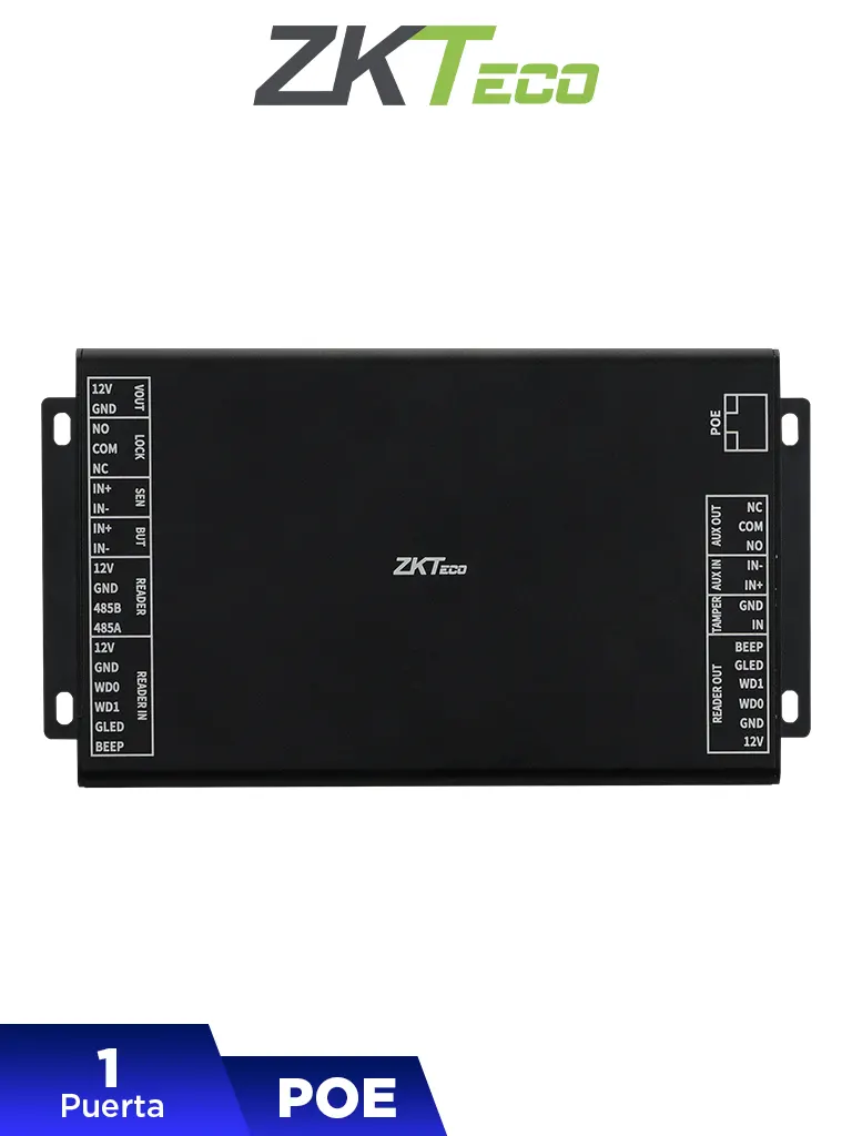 ZKTECO DE10 - Unidad de Control de acceso para controlar 1 puerta por medio de PoE  /  Se requiere  panel InbioPC800 para su funcionamiento ZKT0720025