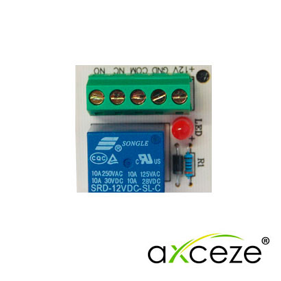 Imagen de MODULO RELEVADOR MULTIPROPOSITO AXCEZE   AX-RELAY5 ALIMENTACION A 12V-40MA EN SUS CONTACTOS SOPORTA HASTA 125VCA-10A