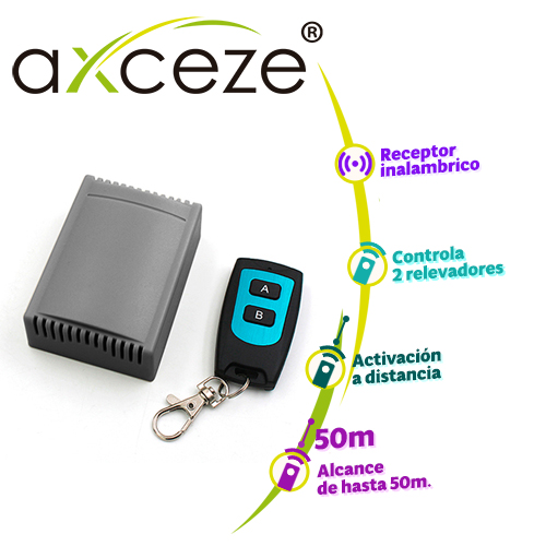 Imagen de RECEPTOR INALAMBRICO CON CONTROL REMOTO DE 2 BOTONES AXCEZE AX-REC20