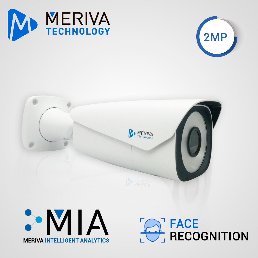 Imagen de CAMARA IP BULLET MERIVA TECHNOLOGY MAFR-200 / 2MP / H.265+ / LENTE MOTORIZADO 7 - 22MM / 10M LED  / IP67 / METALICA / 12 VCD / POE / SOPORTA MICRO SD HASTA 256 GB (NO INCLUIDA) / 1 ENTRADA + 1 SALIDA DE AUDIO / 1 ENTRADA + 1 SALIDA DE ALARMA / MIA 2.0 / ONVIF / FACE RECOGNITION INTEGRADO HASTA 10,000 ROSTROS