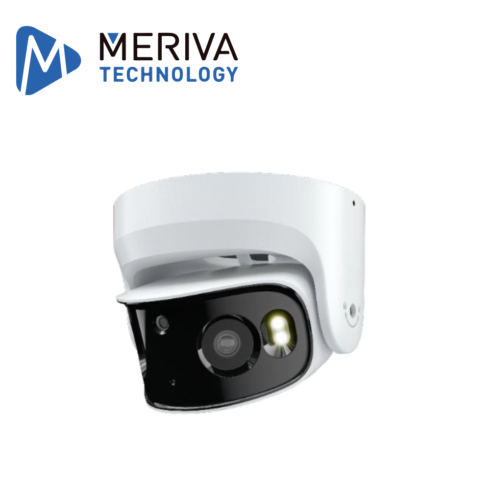 Imagen de CAMARA IP PANORAMICA 180 GRADOS MERIVA TECHNOLOGY MPC-204 / 8 MP / H.265S / 2 LENTES 3.5MM / 20M IR / IP67 / IK10 / METALICA / 12 VCD / POE / SOPORTA MICRO SD HASTA 256 GB (NO INCLUIDA) / 1 ENTRADA + 1 SALIDA DE AUDIO / 1 ENTRADA + 1 SALIDA DE ALARMA / MICROFONO OMNIDIRECCIONAL / SPEAKER INTEGRADO / MIA 2.0 / ONVIF /  RECONOCIMIENTO DE ROSTRO INTEGRADO