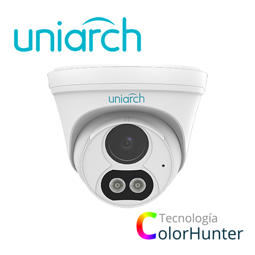 Imagen de CAMARA IP TURRET UNIARCH IPC-T213-APF28W / 3MP / ULTRA 265 / LENTE 2.8 MM / LUZ DUAL / IP67 / DWDR / MICROFONO INTEGRADO / DIGITAL DEFOG / IR 30M / POE / 12VCD / 3 AXIS / COLORHUNTER / LUZ BLANCA 15 MTS