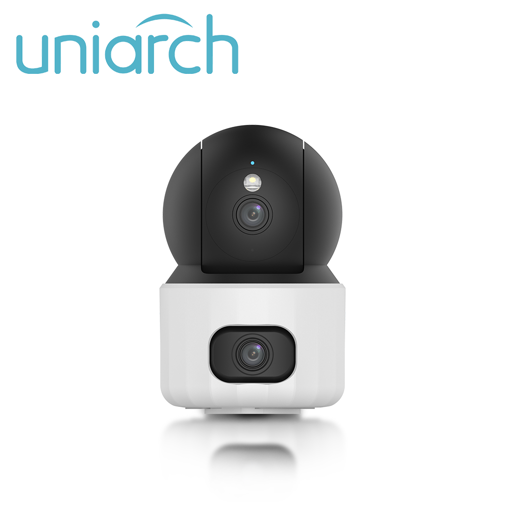 Imagen de CAMARA IP DOBLE LENTE WIFI UNIARCH UHO-S3S-M33D / 3MP+3MP / LENTES 4MM / DWDR / IR10M / LUZ-CALIDA (DUAL-LIGHT) / MICROSD512GB / MICROFONO+ALTAVOZ-INTEGRADO / HUMAN-BODY-DETECTION / DETECCION-VEHICULO-MASCOTA-LLANTO / USB-C / INTERIOR / SERIE PANDA