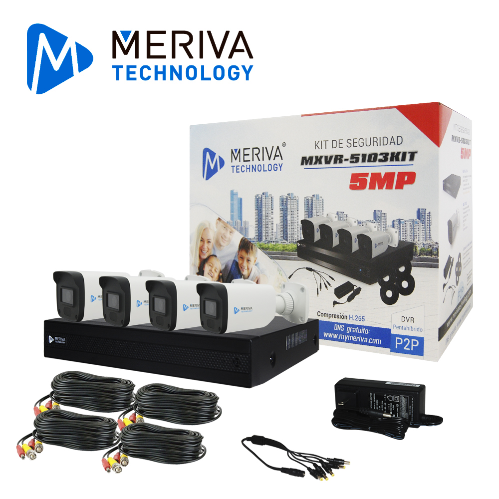 Imagen de KIT 4X4 MXVR-5103KIT  5MP H.265 ANALITICA BASICA (CRUCE DE LÍNEA / INTRUSIÓN) INCLUYE: 1 DVR 4CH BNC + 2CH IP MXVR-5104 + 4 CÁMARAS BULLET 5MP MSC-5203 METÁLICAS IP67 30M IR MULTI-TECNOLOGÍA + 4 CABLES PRE PONCHADOS VIDEO Y ALIMENTACIÓN 18MTS C/U + FUENTE DE PODER Y DISTRIBUIDOR DE ENERGÍA