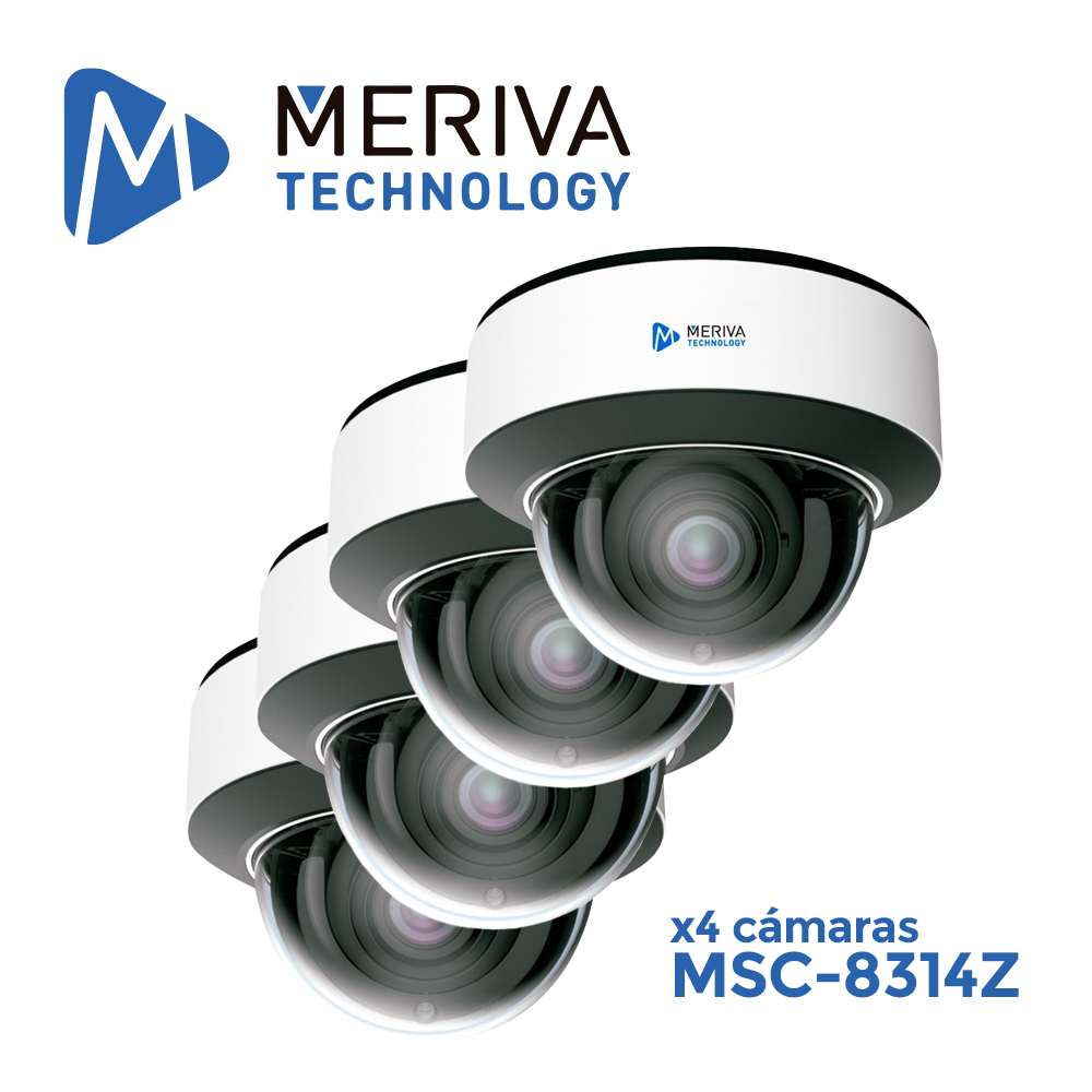 Imagen de KIT DOMO 4K HD MERIVA TECHNOLOGY MSC-8MPKIT / INCLUYE 4 CAMARAS DOMO AHD 8MP LENTE MOTORIZADO 2.8-12MM MSC-8314Z