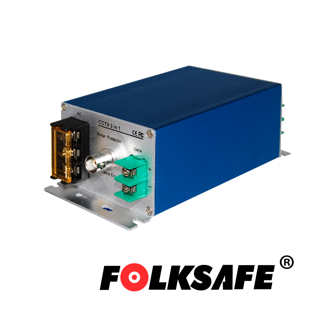 Imagen de PROTECTOR CONTRA SOBRETENSIONES FOLKSAFE FS-SP3001VPD/24 , PROTEGE CONTRA SOBRETENSIONES DE HASTA 10KA EN VIDEO(BNC), 20KA EN VOLTAJE Y 10KA EN DATOS, RECOMENDABLE PARA CÁMARA PTZ CON VOLTAJE DE OPERACIÓN 24VAC, CARCASA ALEACIÓN DE ALUMINIO CON PROTECCIÓN IP20