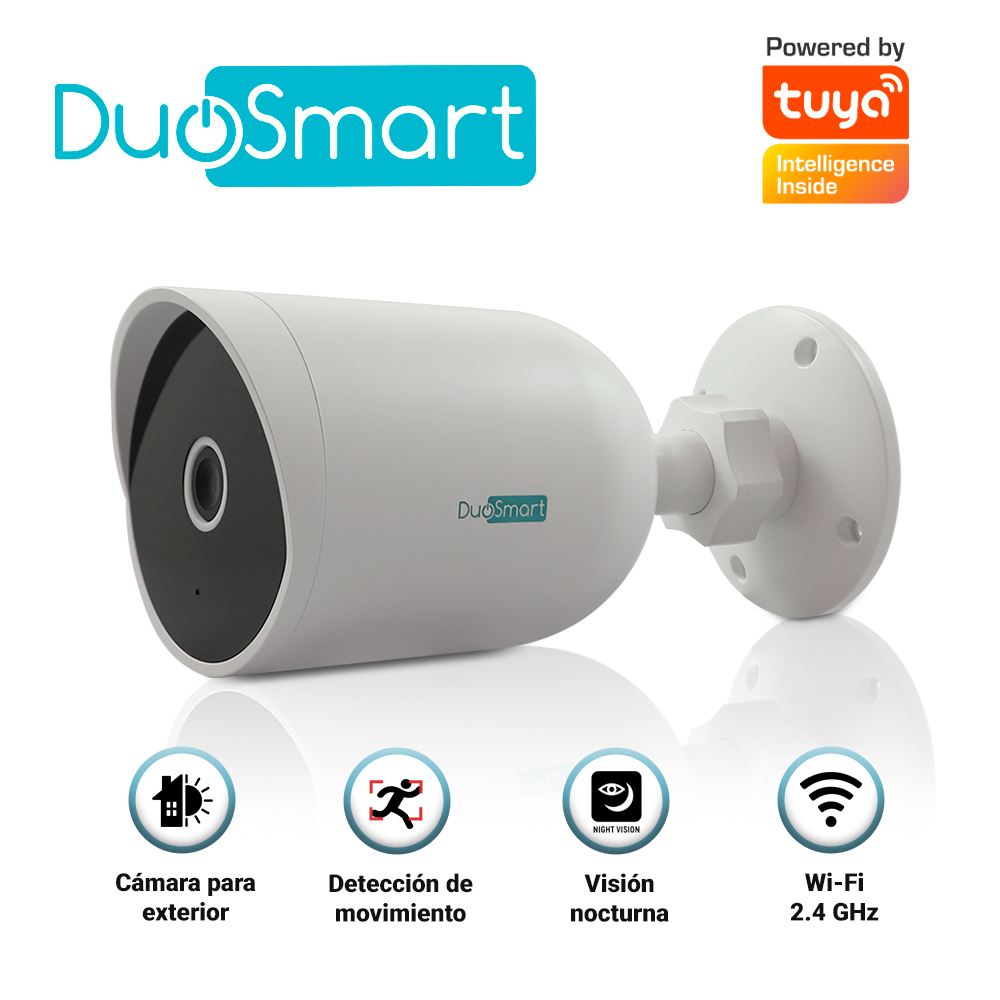 Imagen de CAMARA INTELIGENTE DUOSMART E30 WIFI 2.4 GHZ PARA EXTERIOR CON AUDIO BIDIRECCIONAL TIPO BULLET FULL HD 1080P COMPATIBLE CON APP DUOSMART SOPORTA MEMORIA MICROSD DE HASTA 128 GB (NO INCLUIDA)