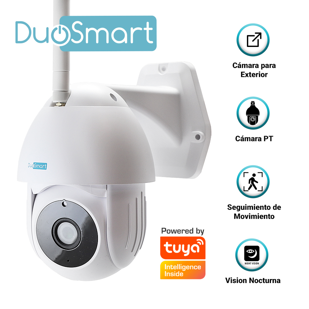 Imagen de CAMARA INTELIGENTE PT DUOSMART E70 WIFI 2.4 GHZ PARA EXTERIOR CON AUDIO BIDIRECCIONAL TIPO DOMO 3MP CON MOVIMIENTO SEGUIDOR DE PERSONAS Y VISION NOCTURNA COMPATIBLE CON APP DUOSMART SOPORTA MEMORIA MICROSD DE HASTA 128 GB (NO INCLUIDA)