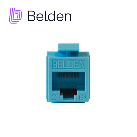 Imagen de CONECTOR MODULAR JACK CAT6+ RJ45 BELDEN AX101326 / KEYCONNECT / INTERIOR / AZUL / PIEZA