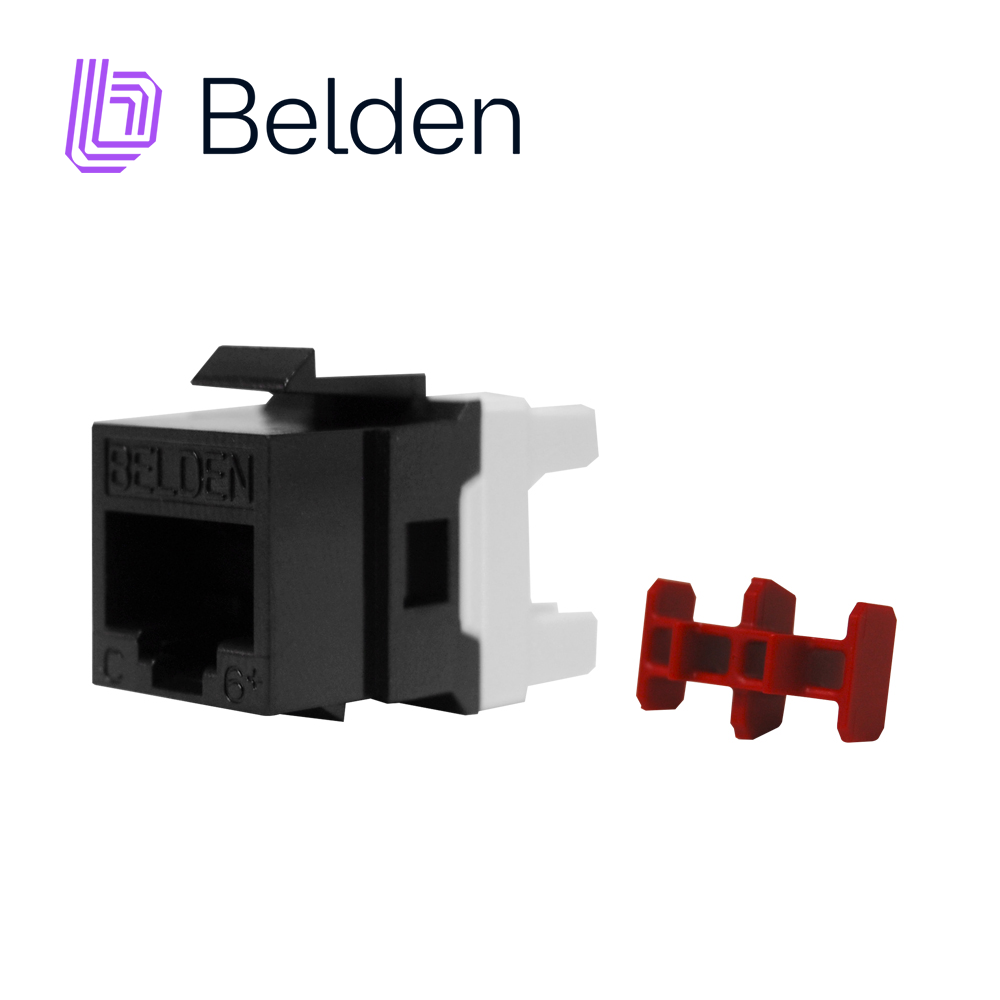 Imagen de CONECTOR MODULAR JACK CAT6+ RJ45 BELDEN AX101321 / KEYCONNECT / INTERIOR / NEGRO / PIEZA