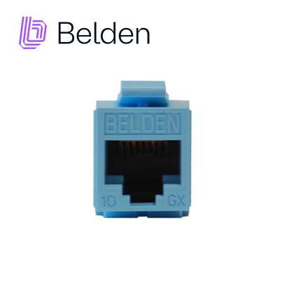 Imagen de CONECTOR MODULAR JACK CAT6A RJ45 BELDEN AX102288 / KEYCONNECT / INTERIOR / AZUL CLARO / PIEZA