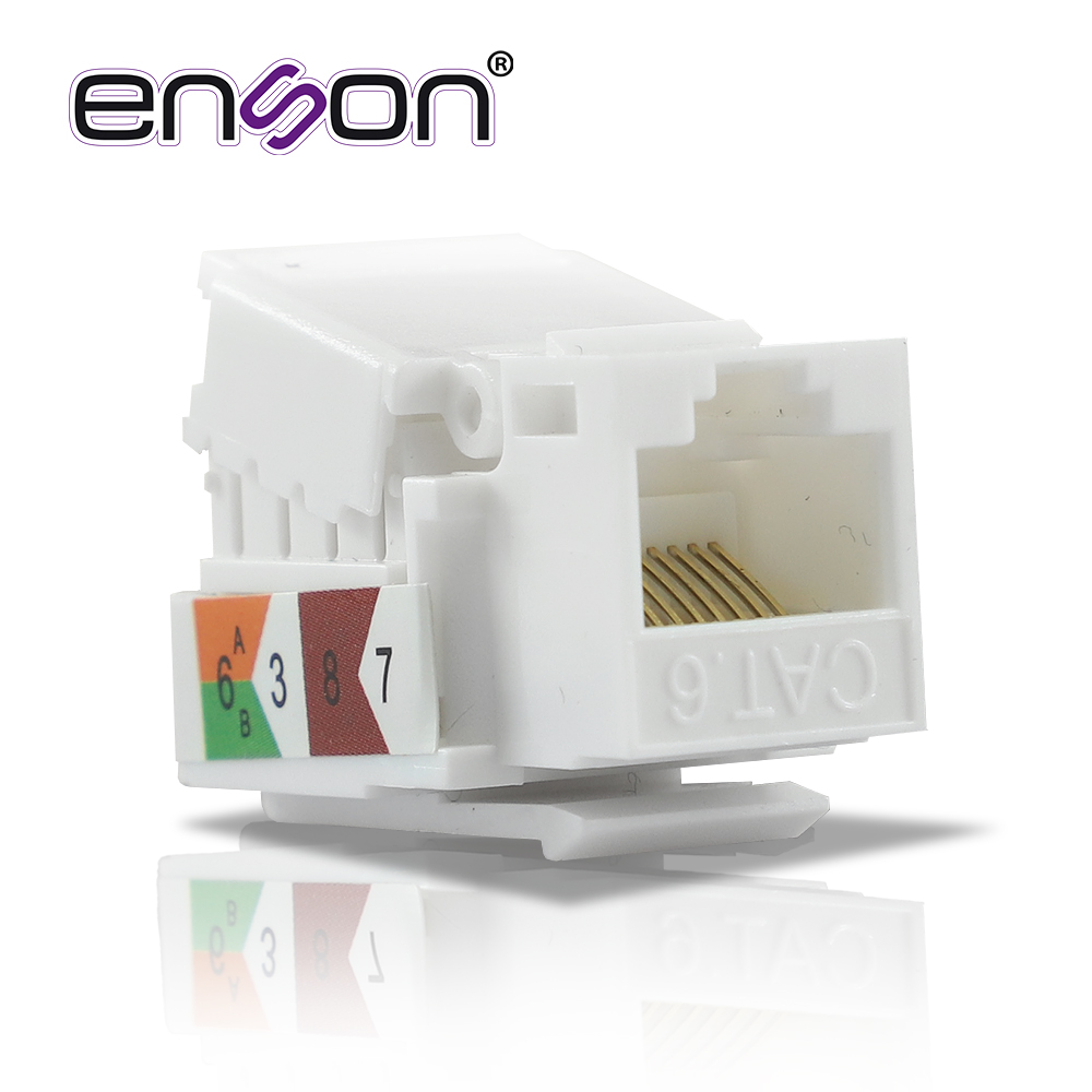 Imagen de CONECTOR JACK ENSON ENS-JTL6WH CAT6 COLOR BLANCO A 90 GRADOS PONCHADO FACIL SIN PINZAS Y CUBREPOLVO