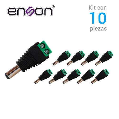 Imagen de KIT 10 CONECTORES DE CORRIENTE MACHO 10x ENS-MC01 ENSON, TIPO JACK 3.5 MM PARA ALIMENTAR CAMARAS CCTV O REALIZAR EMPALME DE CABLEADO, CON BLOQUE POLARIZADO(+/-) PARA ATORNILLAR CABLE DE CORRIENTE O UTP, MEDIDAS DEL CONECTOR 2.1 x 5.5 mm
