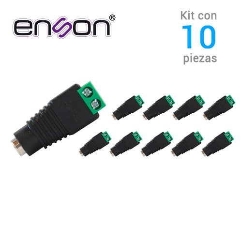 Imagen de KIT 10 CONECTORES DE CORRIENTE HEMBRA 10x ENS-FC01 HEMBRA ENSON, TIPO JACK 3.5 MM PARA ALIMENTAR CAMARAS CCTV O REALIZAR EMPALME DE CABLEADO, CON BLOQUE POLARIZADO(+/-) PARA ATORNILLAR CABLE DE CORRIENTE O UTP, MEDIDAS DEL CONECTOR 2.1 x 5.5 MM