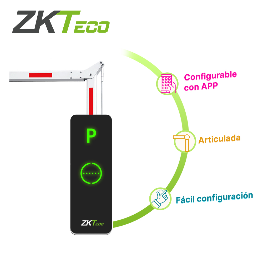 Imagen de BARRERA ARTICULADA 90 GRADOS DERECHA INTEGRA APERTURA POR MEDIO DE APP BGM1145R-90 ZKTECO ALIMENTACION A 110VCA BRAZO DIVIDIDO EN 2 SECCIONES TIEMP DEL CICLO COMPLETO 3S ILUMINACION EN EL CUERPO COMPATIBLE CON ZK BARRIER APP