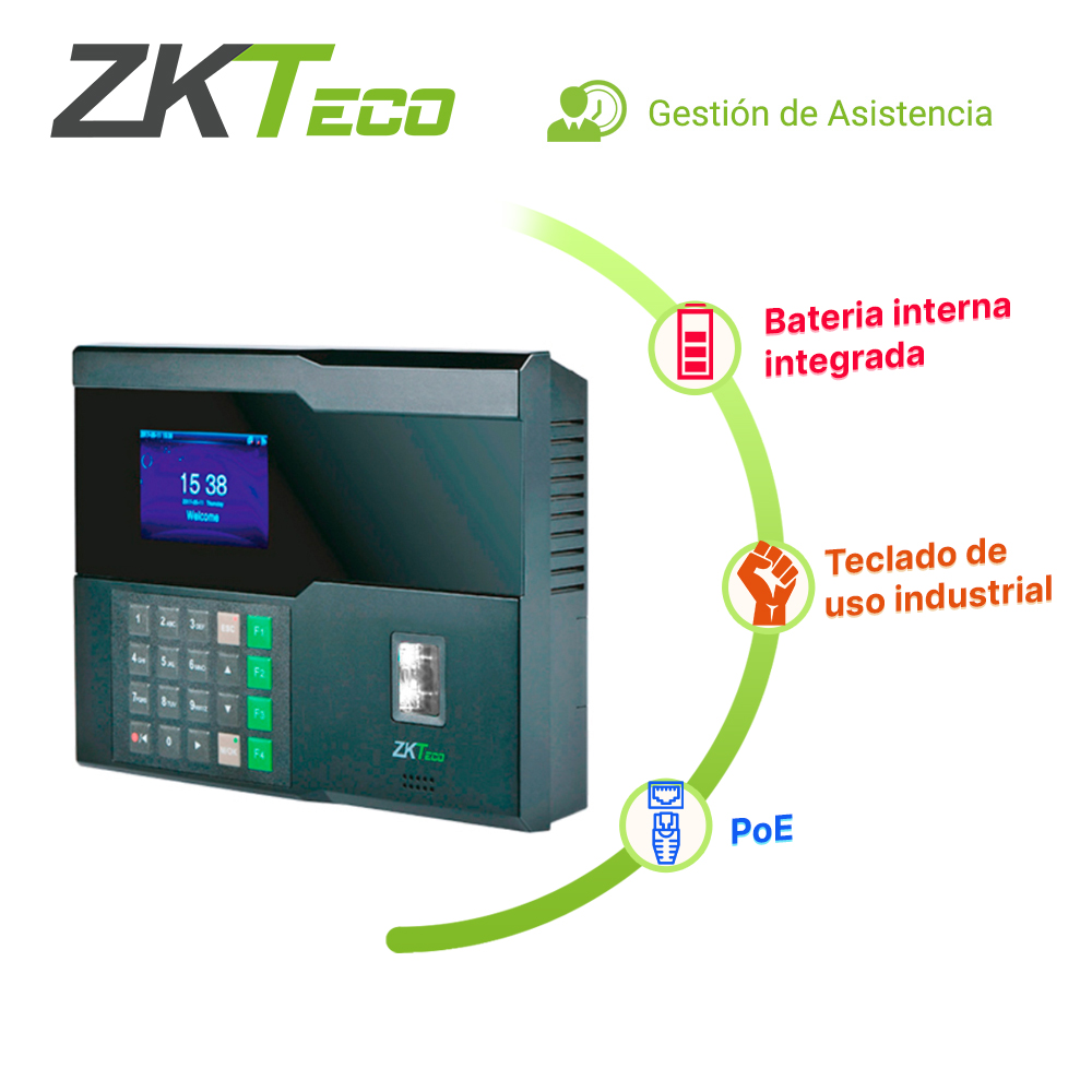 Imagen de CONTROL DE ASISTENCIA CHECADOR ZKTECO IN05/ID ADMS BIOMETRICO SILKID 3000HUELLAS/10,000TARJETAS125KHZ/100,000REGISTROS TCPIP/POE /WIFI/RS232/BATERIA INTERNA **REQUIERE LICENCIA PARA BIOTIME PRO**