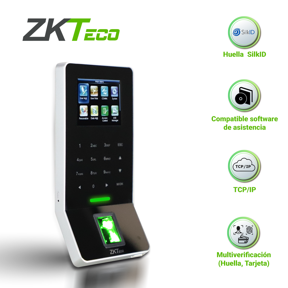 Imagen de CONTROL DE  ACCESO AVANZADO Y ASISTENCIA ZKTECO F22NEGRO BIOMETRICO SILKID 3000HUELLAS/30,000REGISTROS  TCP/IP/RS485/USBHOST/WIFI INOUTWG COMPATIBLE CON LECTORA FR1200/FR1500/FR1500WP