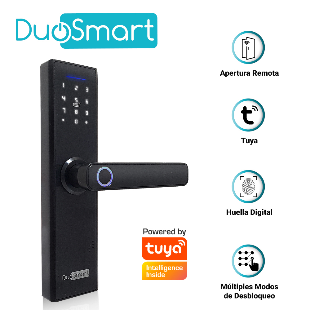 Imagen de CERRADURA BIOMETRICA WIFI 2.4 GHZ DUOSMART F20 ACEPTA TARJETAS MF HUELLA DIGITAL CONTRASEÑA Y LLAVE  CON PUERTO DE ALIMENTACION EMERGENTE MICROUSB COMPATIBLE CON APLICACION DUOSMART