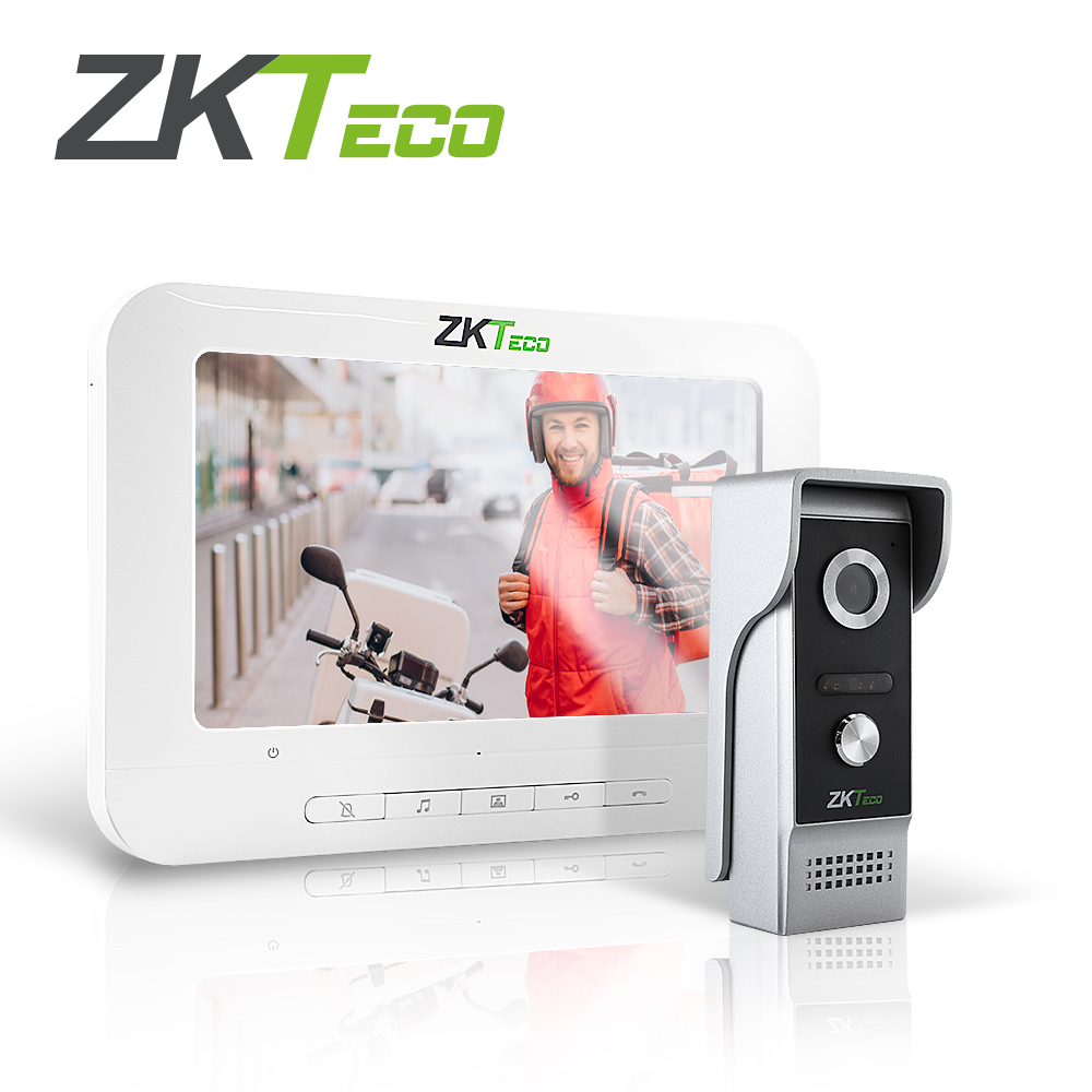 Imagen de VIDEOPORTERO VDPO3-B3 KIT  ZKTECO MONITOR Y FRETE DE CALLE CONEXIÓN A 4 HILOS  MONITOR DE 7 PULGADAS Y FRENTE DE CALLE CON PROTECCION CONTRA AGUA E IMPACTOS PERMITE ABRIR UNA PUERTA