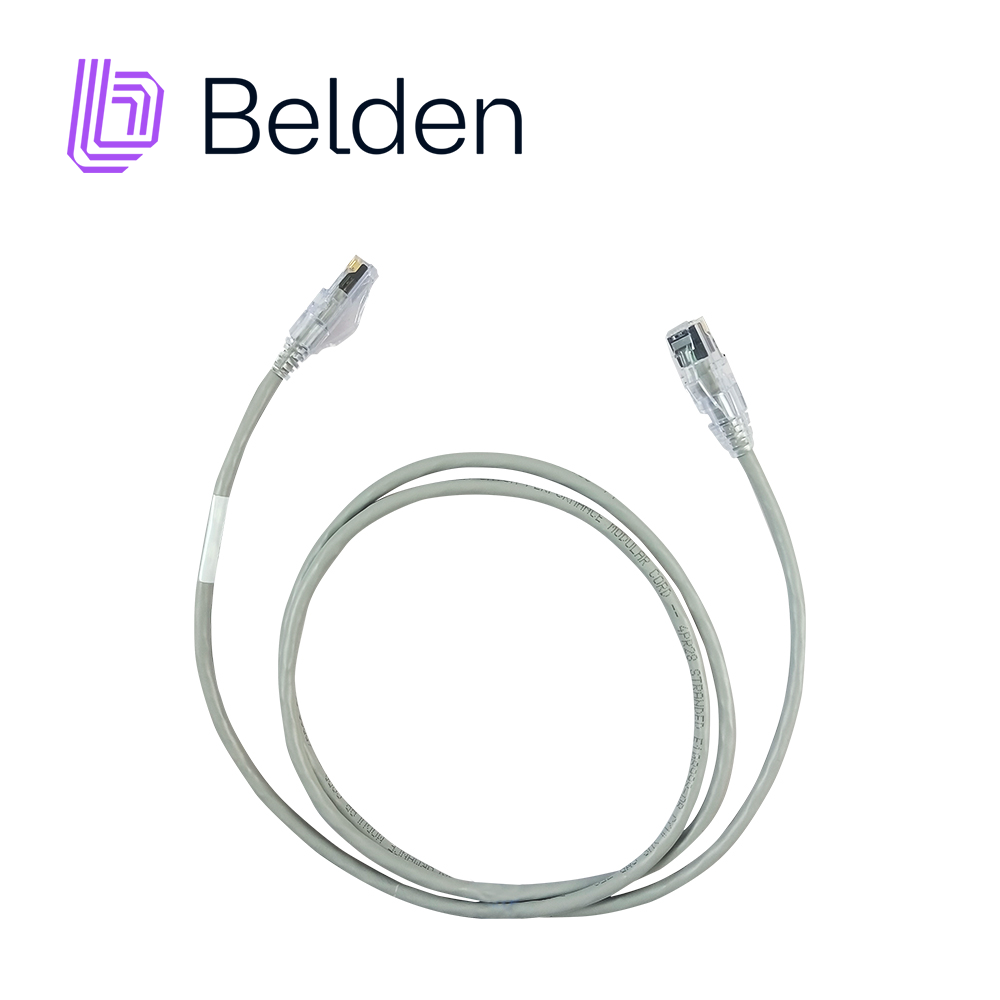 Imagen de PATCH CORD DIAMETRO REDUCIDO UTP CAT6A BELDEN CAD1108004 / INTERIOR / GRIS / 4 PARES / 28 AWG / FORRO PVC / CMR / 4 PIES 1.2 METROS