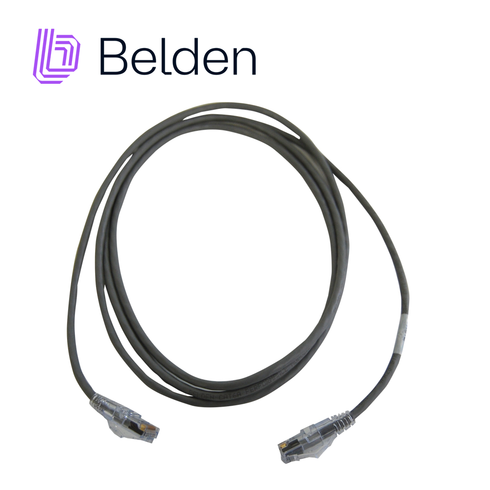 Imagen de PATCH CORD DIAMETRO REDUCIDO UTP CAT6A BELDEN CAD1108007 / INTERIOR / GRIS / 4 PARES / 28 AWG / FORRO PVC / CMR / 7 PIES 2.1 METROS