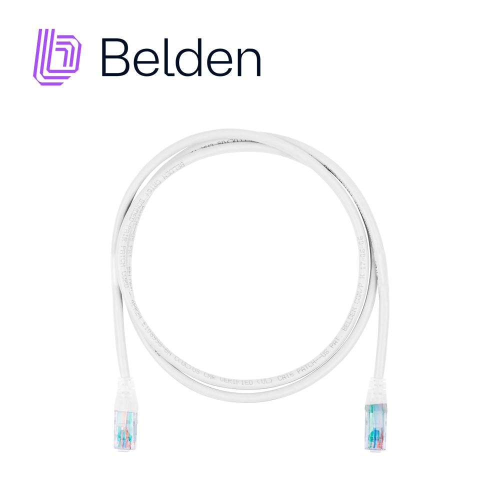 Imagen de PATCH CORD UTP CAT6+ BELDEN C601109004 / INTERIOR / BLANCO / 4 PARES / 24 AWG / FORRO PVC / CMR / 4 PIES 1.2 METROS