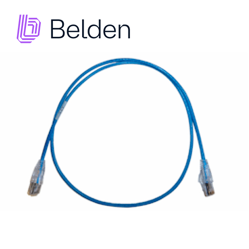 Imagen de PATCH CORD DIAMETRO REDUCIDO UTP CAT6+ BELDEN C6D1106002 / INTERIOR / AZUL / 4 PARES / 28 AWG / FORRO PVC / CMR / 2 PIES 0.6 METROS