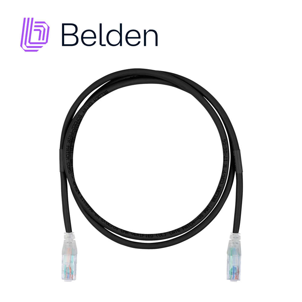 Imagen de PATCHCORD UTP CAT6 BELDEN C601100010 FORRO PVC NEGRO CMR-RISER 4 PARES CALIBRE CONDUCTOR 24 AWG 100% COBRE USO INTERIOR PARTES RELACIONADAS:CONECTORES MODULARES CAT6 PATCH PANEL CAT6 LONGITUD 10 PIES 3 METROS
