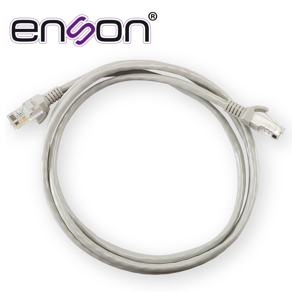 Imagen de PATCHCORD UTP CAT5E ENSON P5E15 SERIE ECO CALIBRE 24 AWG CCA DE 1.5 METROS FORRO PVC COLOR GRIS PARA USO EN INTERIORES PARA CONECTAR EQUIPOS A REDES BASE 10,100