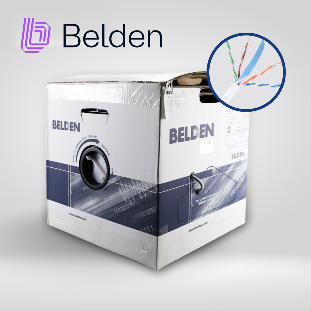 Imagen de CABLE UTP CAT6+ BELDEN 2412 009A1000 / INTERIOR / BLANCO / 350MHZ / 4 PARES / 23 AWG / FORRO PVC / CMR / CERTIFICABLE / BOBINA EN CAJA / 1,000 PIES 305 METROS