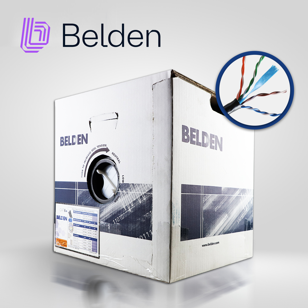 Imagen de CABLE UTP CAT6+ BELDEN 2412 010A1000 / INTERIOR / NEGRO / 350MHZ / 4 PARES / 23 AWG / FORRO PVC / CMR / CERTIFICABLE / BOBINA EN CAJA / 1,000 PIES 305 METROS