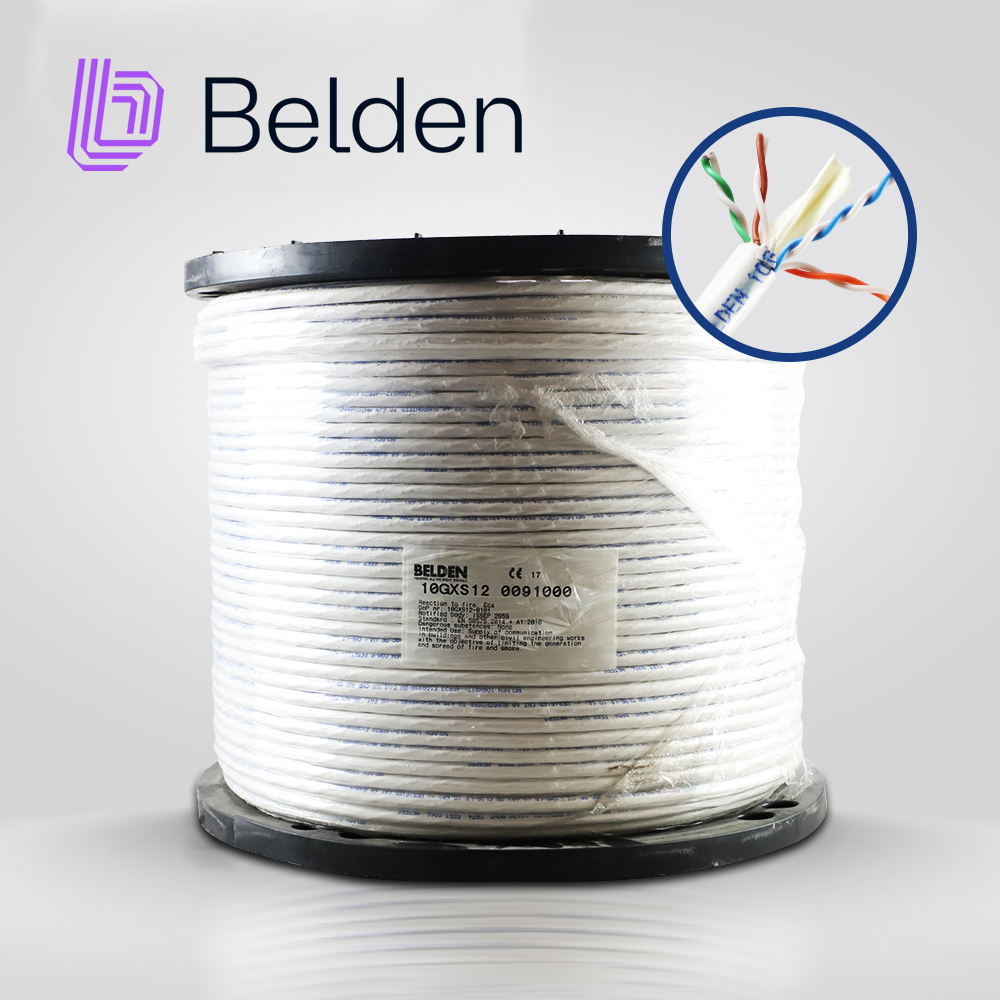 Imagen de CABLE UTP CAT6A BELDEN 10GXS12 0091000 / INTERIOR / BLANCO / 625MHZ / 4 PARES / 23 AWG / FORRO PVC / CMR / CERTIFICABLE / BOBINA / 1,000 PIES 305 METROS