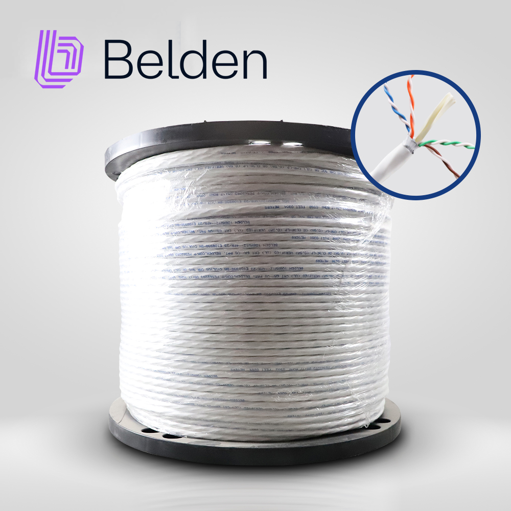 Imagen de CABLE UTP CAT6A BELDEN 10GXW12 0091000 / INTERIOR / BLANCO / 500MHZ / 4 PARES / 23 AWG / FORRO PVC / CMR / CERTIFICABLE / BOBINA / 1,000 PIES 305 METROS