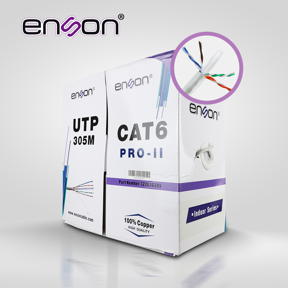 Imagen de CABLE UTP CAT6 ENSON 12263G305 SERIE PRO-II CALIBE 23 AWG 100% COBRE DE ALTO RENDIMIENTO BOBINA DE 305 METROS FORRO PVC COLOR GRIS USO INTERIOR RECOMENDADO PARA CCTV, VIDEO IP Y REDES BASE 10,100,1000