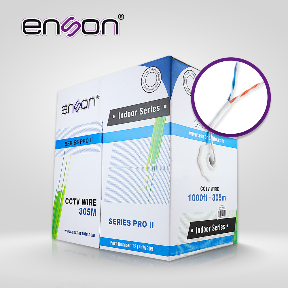 Imagen de CABLE UTP ENSON 12141W305 4C/24 COLOR BLANCO SERIE PRO-II 100% COBRE IDEAL PARA INSTALACIONES DE CCTV ANALOGICO (VIDEO Y ALIMENTACIÓN) NO RECOMENDADO PARA SU USO EN VIDEO IP NI SOLUCIONES DE REDES, INSTALACIÓN EN INTERIORES **SOLO CUENTA CON 2 PARES