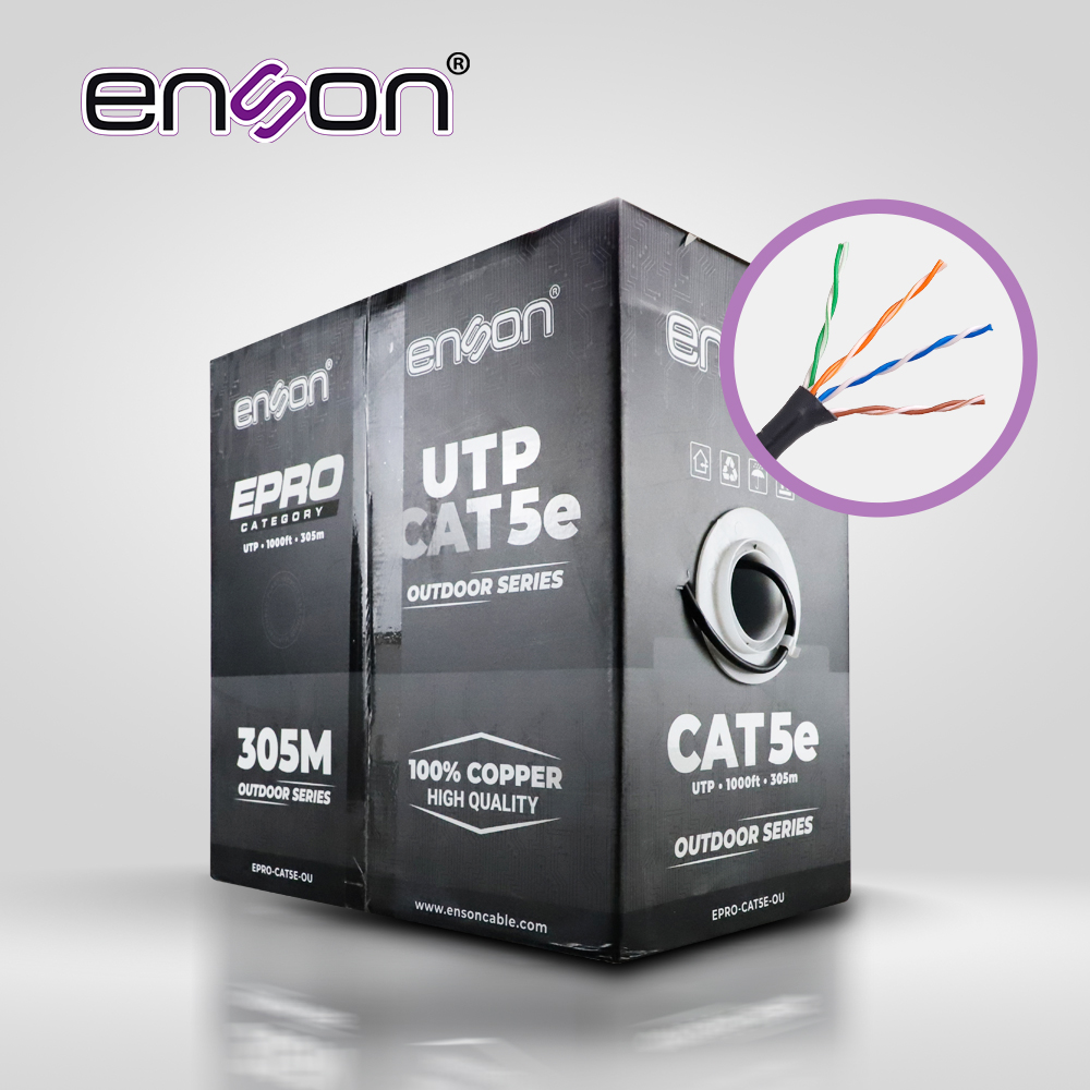 Imagen de CABLE UTP CAT5E ENSON EPRO-CAT5E-OU FORRO PE 4 PARES CALIBRE 24 AWG 100% COBRE USO EXTERIOR BOBINA 1000 PIES 305 METROS