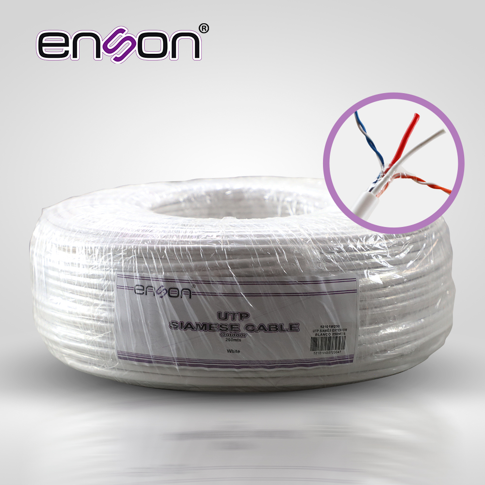 Imagen de CABLE UTP SIAMES ENSON 52101W250 4C PARA DATOS Y DOS CABLES CALIBRE 18AWG (ROJO Y NEGRO) PARA ALIMENTACIÓN, DISEÑADO PARA SU USO EN SOLUCIONES DE CCTV UNICAMENTE, BOBINA DE 250 METROS COLOR BLANCO PARA SU USO EN EXTERIOR
