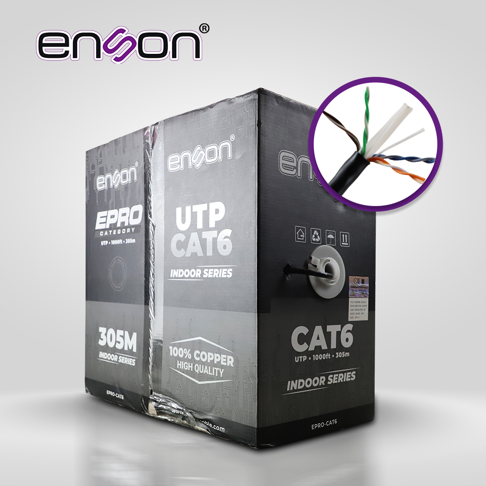 Imagen de CABLE UTP CAT6 ENSON EPRO-CAT6 FORRO PVC 4 PARES CALIBRE 23 AWG 100% COBRE USO INTERIOR BOBINA 1000 PIES 305 METROS **CERTIFICACION UL**