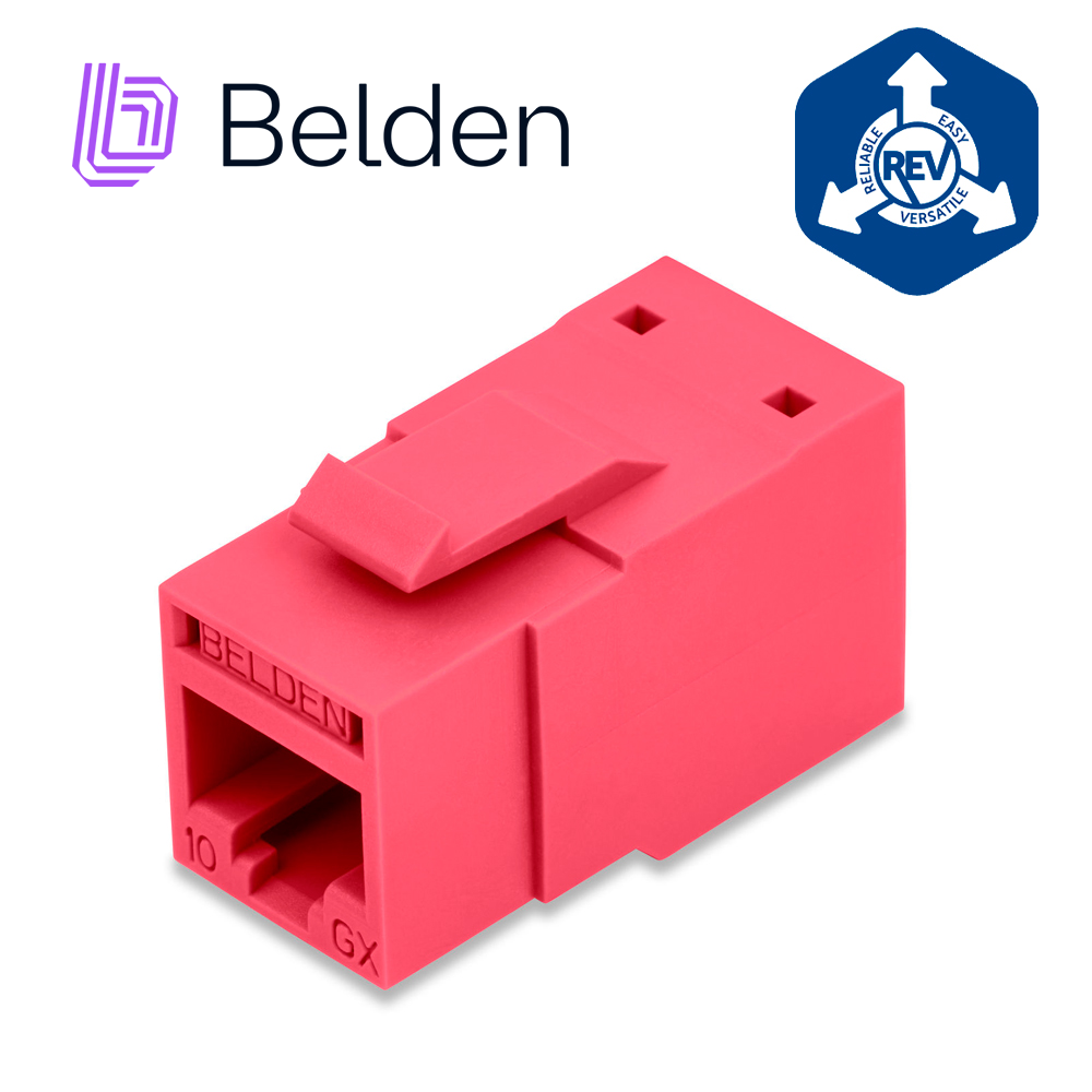 Imagen de CONECTOR MODULAR JACK CAT6A RJ45 BELDEN RVAMJKURD-S1 / REVCONNECT / INTERIOR / ROJO / PIEZA