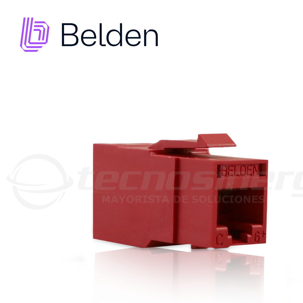 Imagen de CONECTOR MODULAR JACK CAT6+ RJ45 BELDEN RV6MJKURD-S1 / REVCONNECT / INTERIOR / ROJO / PIEZA
